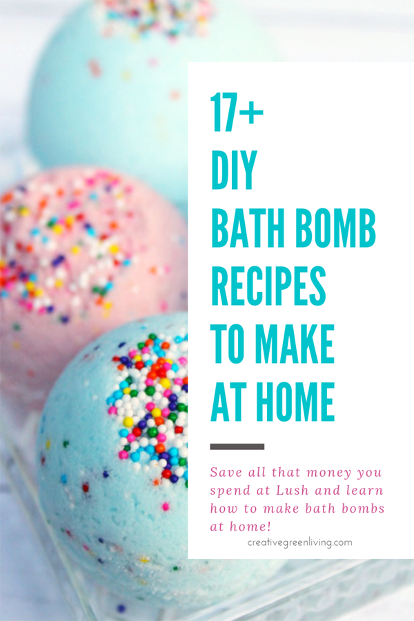 Make DIY bath bombs just like Lush! Learn how to make homemade bath bombs without epsom salt. These homemade bath bomb tutorials will teach you how to make bath bombs with essential oils that smell awesome and add some fun to your bath! #creativegreenliving #bathbombs #lush #bathbodyworks #DIYbeauty #essentialoils #beauty #beautyhacks #bathfizz #bathbombrecipe 17+ DIY bath bomb recipes to make at home.Save all that money you spend at Lush and learn how to make bath bombs at home!