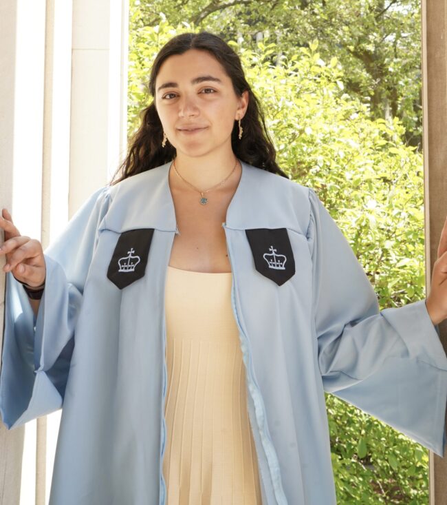 Woman in graduation gown