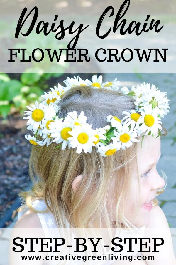 How to make a daisy chain flower crown or bracelet with real flowers. This easy DIY tutorial shows you how to make a floral headband or crown from daisies, dandelions or other wildflowers. #creativegreenliving #daisychain #flowercrown #kidscrafts How to make a daisy chain flower crown or bracelet with real flowers. This easy DIY tutorial shows you how to make a floral headband or crown from daisies, dandelions or other wildflowers. #creativegreenliving #daisychain #flowercrown #kidscrafts