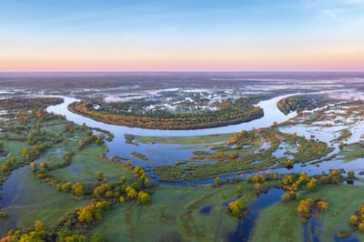 Flooding along the Pripyat River in the Polisia region of Belarus.