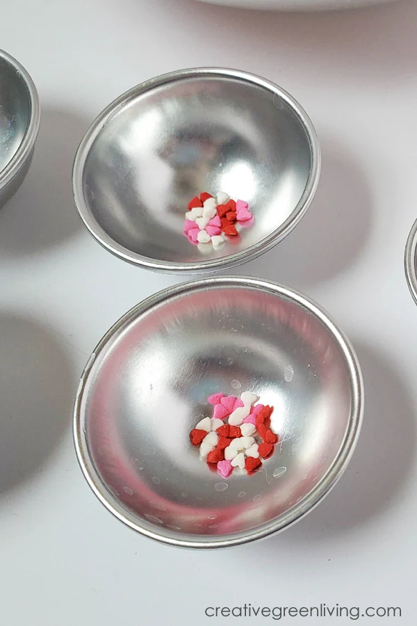how to make bath bombs with sprinkles add heart shaped sprinkles to each half of a bath bomb mold