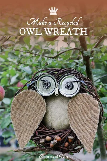 Owl Wreaths Using Jar Lids and Zippers from Empress of Dirt